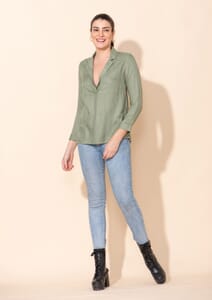 Tamsy Olive Green Rayon Moss Top -M