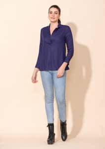 Tamsy Navy Rayon Moss Top -S