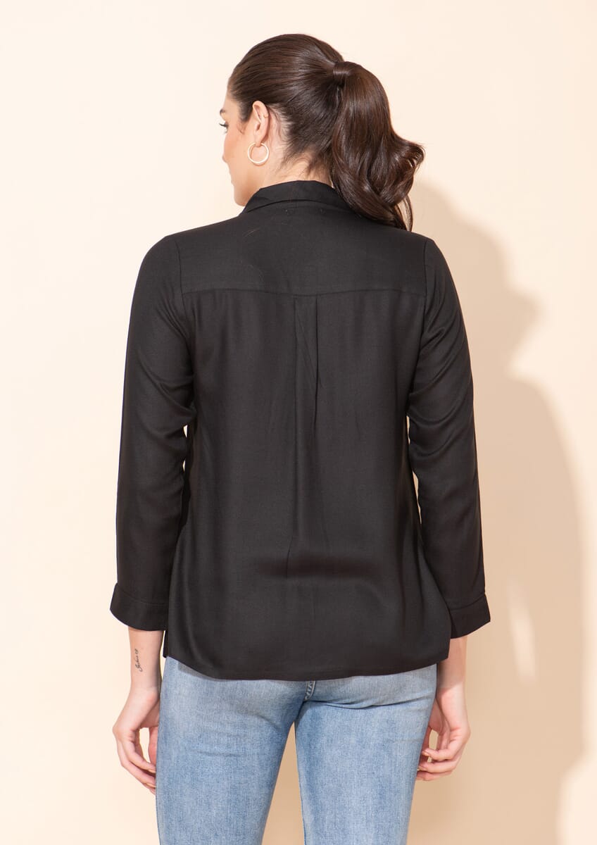 Tamsy Black Rayon Moss Top -XL image number 1