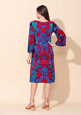 Tamsy Purple Printed Midi Dress - L