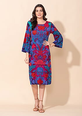 Tamsy Purple Printed Midi Dress - L
