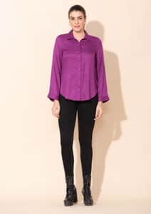 Tamsy Purple Rayon Twill Top -L