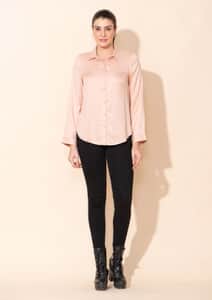 Tamsy Light Pink Rayon Twill Top -S