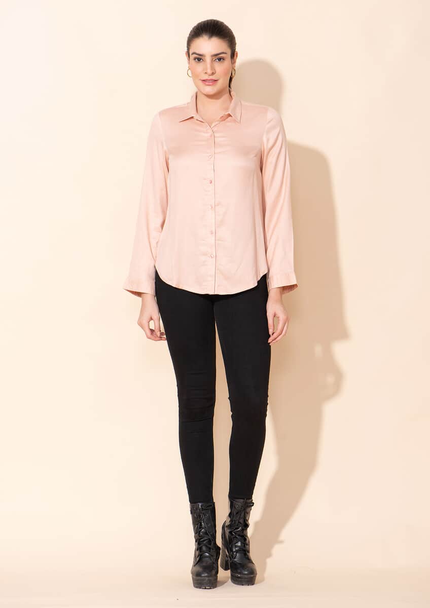 Tamsy Light Pink Rayon Twill Top -S image number 0