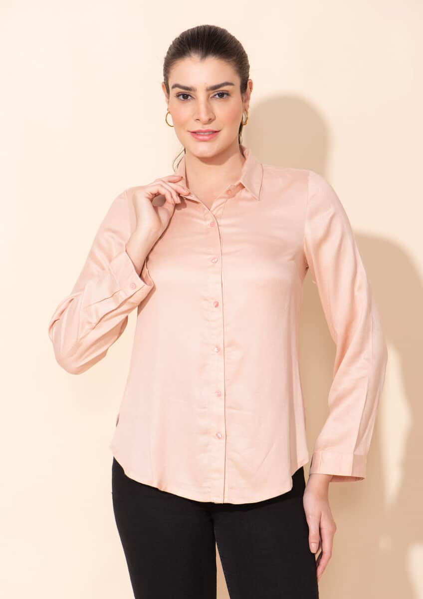 Tamsy Light Pink Rayon Twill Top -S image number 2