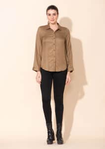 Tamsy Tan Rayon Twill Top -M