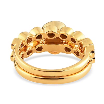 Polki Diamond Stackable Ring in 14K Yellow Gold Over Sterling Silver (Size 10.0) 1.00 ctw