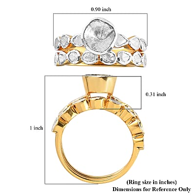 Polki Diamond Stackable Ring in 14K Yellow Gold Over Sterling Silver (Size 10.0) 1.00 ctw