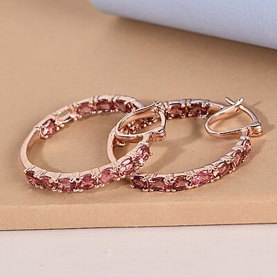 Blush Tourmaline Inside Out Hoop Earrings in Vermeil Rose Gold Over Sterling Silver 4.00 ctw