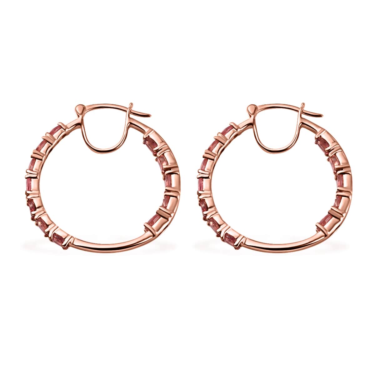 Blush Tourmaline Inside Out Hoop Earrings in Vermeil Rose Gold Over Sterling Silver 4.00 ctw image number 3