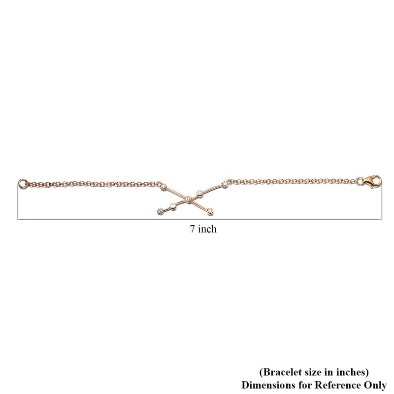 White Zircon Taurus Constellation Stars Bracelet in Vermeil Yellow Gold Over Sterling Silver (7.25 In) 0.20 ctw