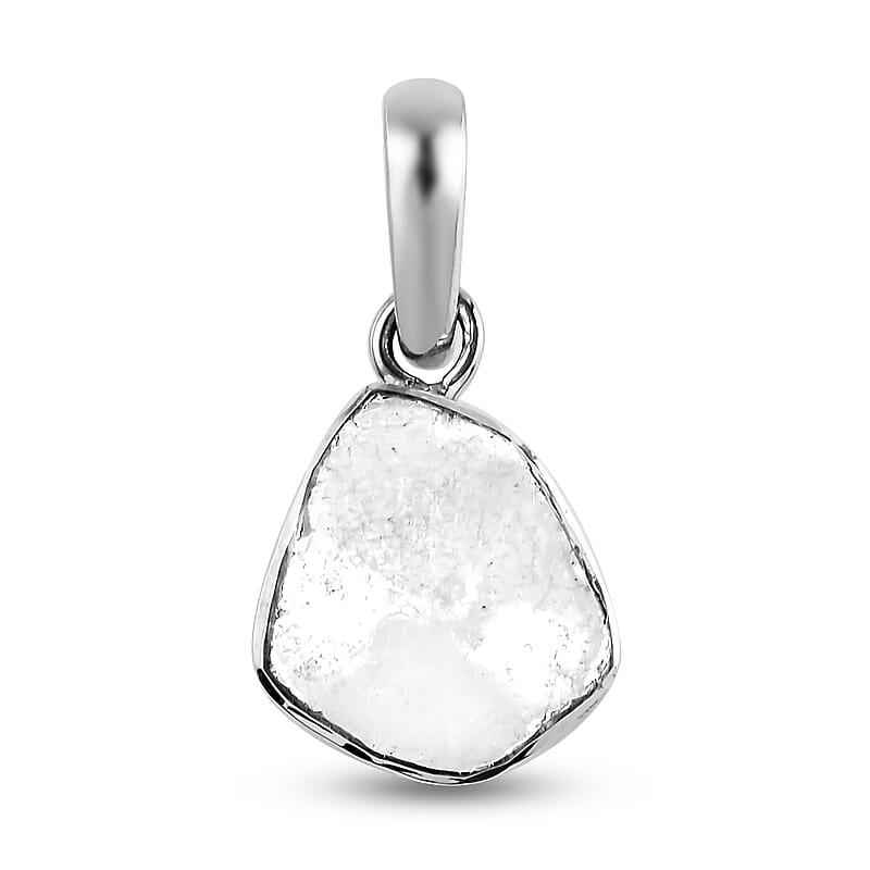 Artisan Crafted Polki Diamond Solitaire Pendant in Platinum Over Sterling Silver 1.00 ctw