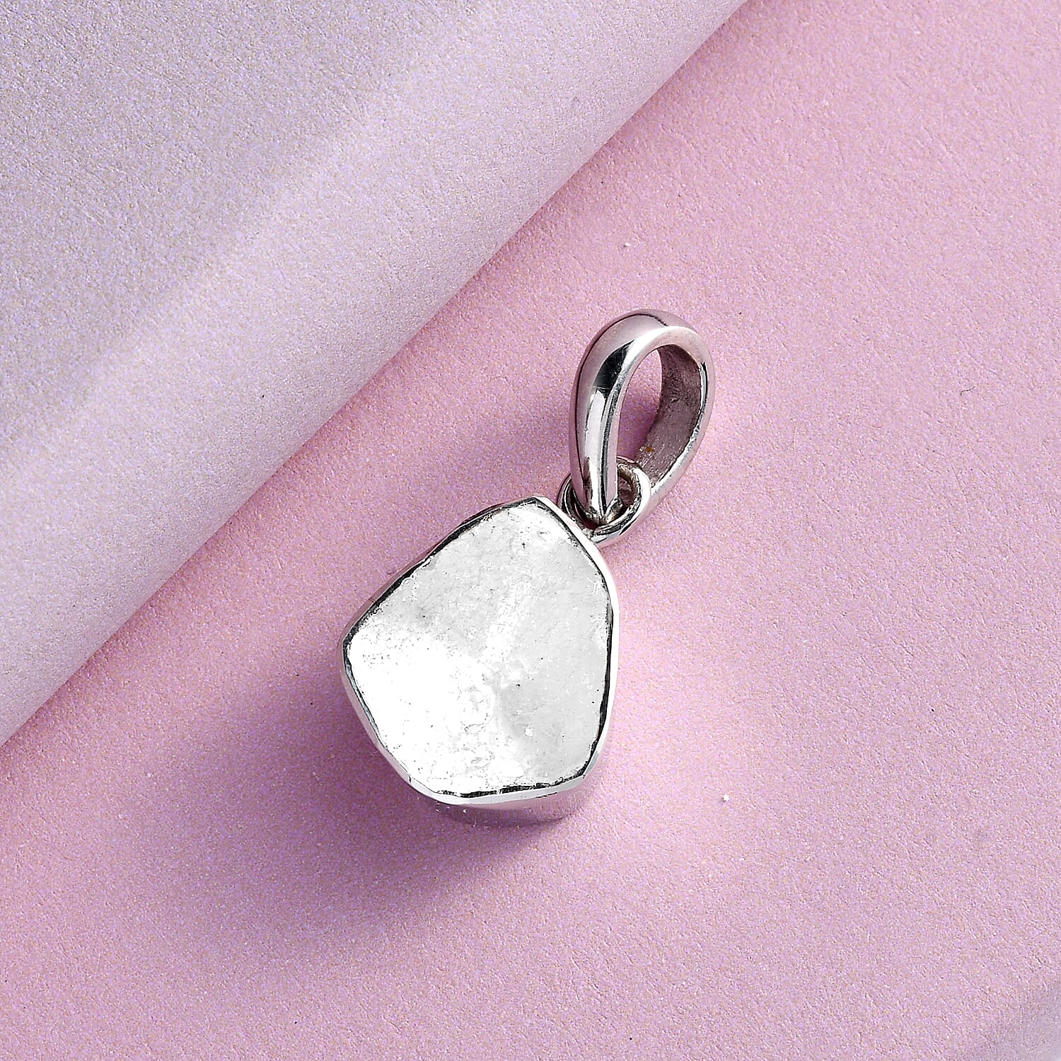 Artisan Crafted Polki Diamond Solitaire Pendant in Platinum Over Sterling Silver 1.00 ctw