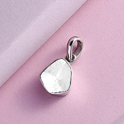 Artisan Crafted Polki Diamond Solitaire Pendant in Platinum Over Sterling Silver 1.00 ctw