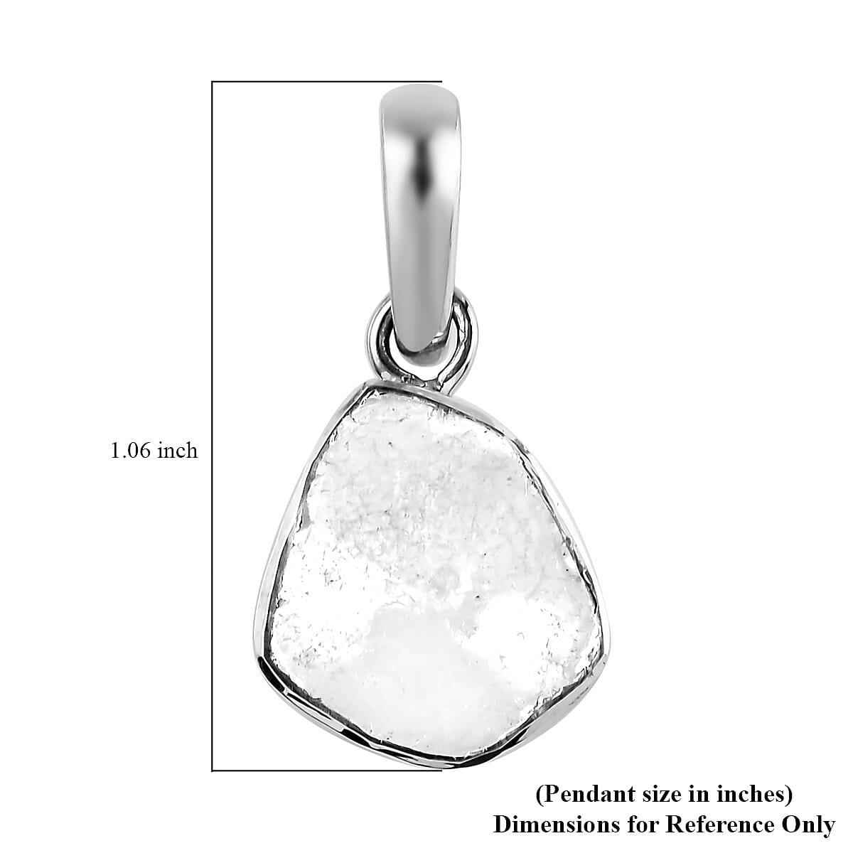 Artisan Crafted Polki Diamond Solitaire Pendant in Platinum Over Sterling Silver 1.00 ctw