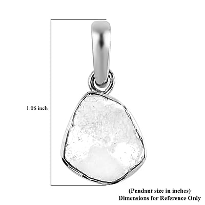 Artisan Crafted Polki Diamond Solitaire Pendant in Platinum Over Sterling Silver 1.00 ctw