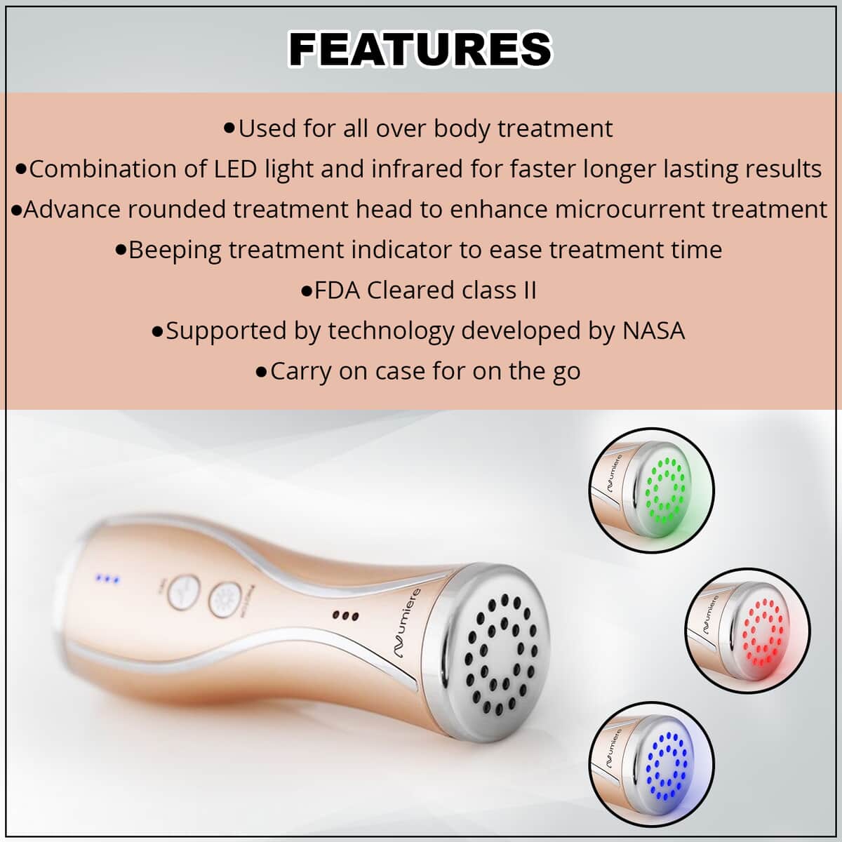 Numiere Plus 3 in 1 LED, Infrared Light, and Microcurrent Beauty Device image number 2