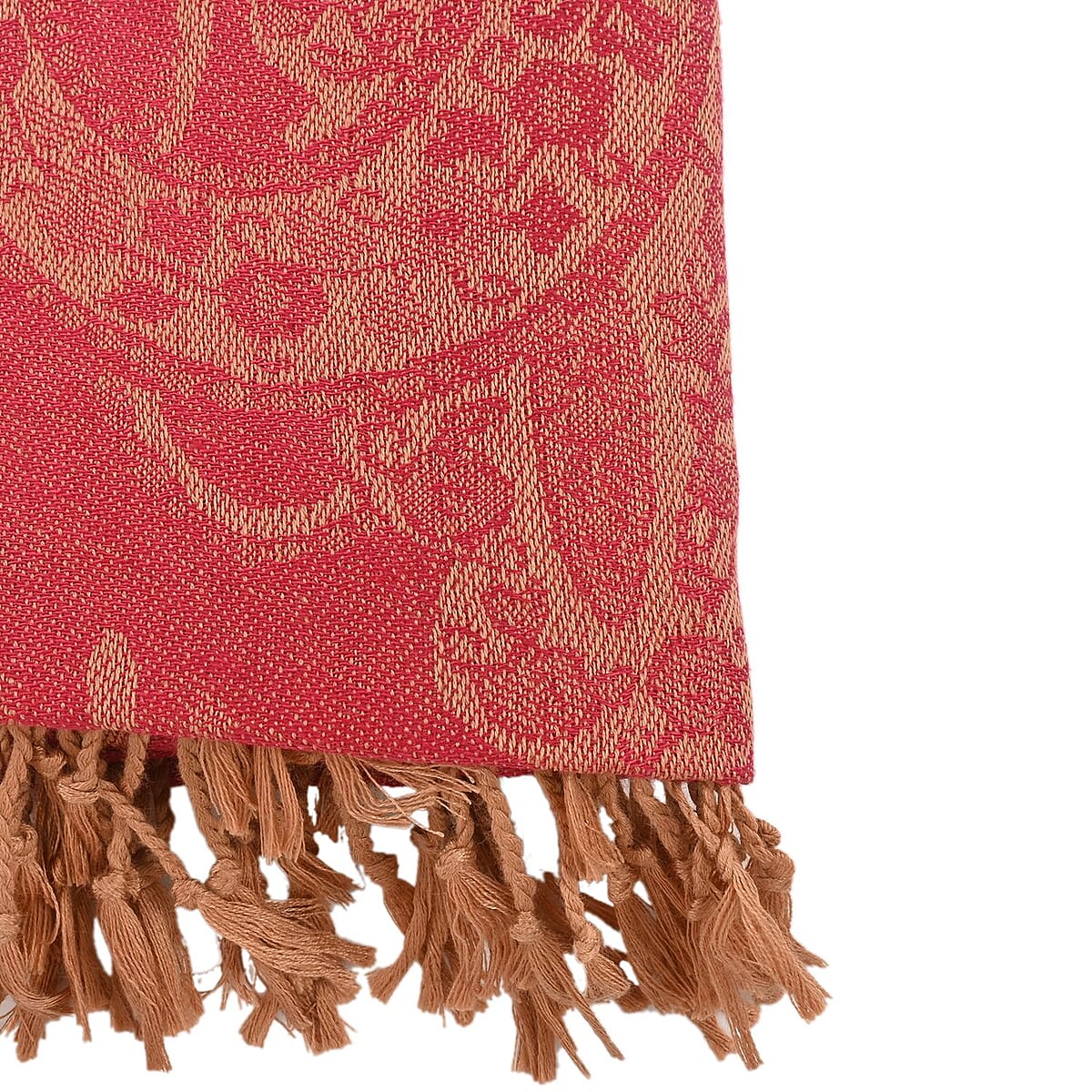 NYC CLOSEOUT Red Paisley Shawl (72"x27") image number 2