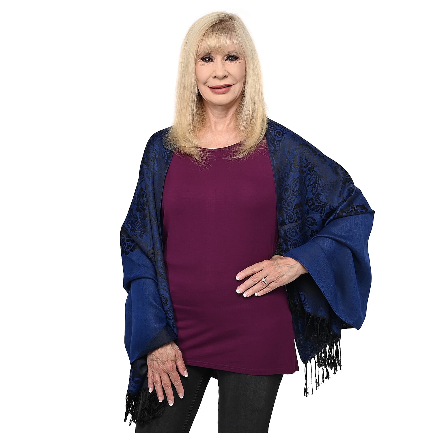 NYC Closeout Royal Blue Roses Shawl