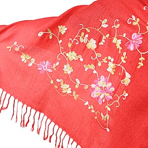 Tamsy Red Floral Vine Shawl