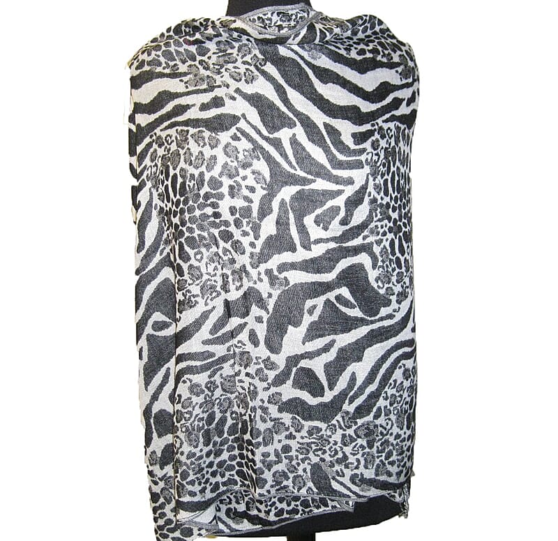 NYC CLOSEOUT Black Abstract Animal Shawl
