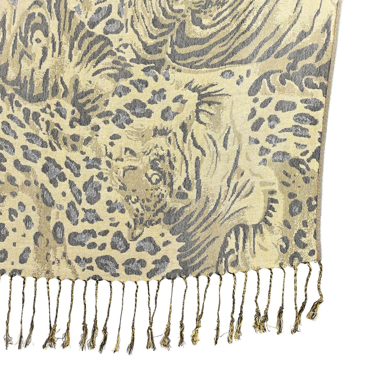 NYC CLOSEOUT Black Abstract Animal Shawl image number 3