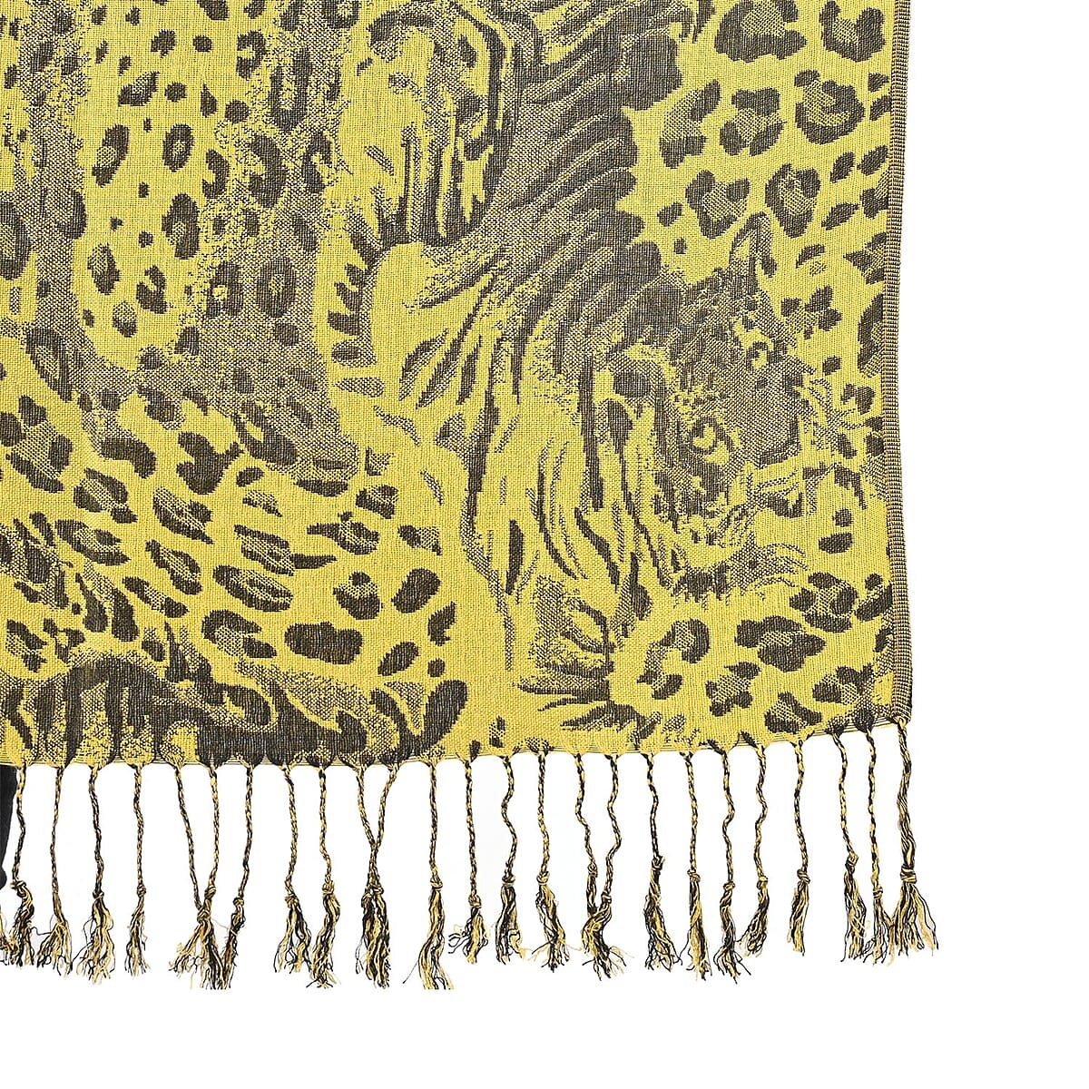 Tamsy Yellow Abstract Animal Shawl image number 3