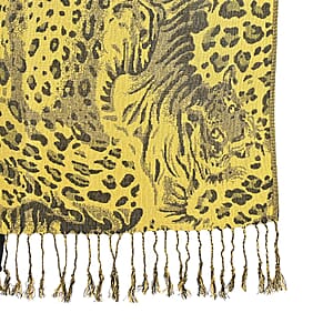 Tamsy Yellow Abstract Animal Shawl