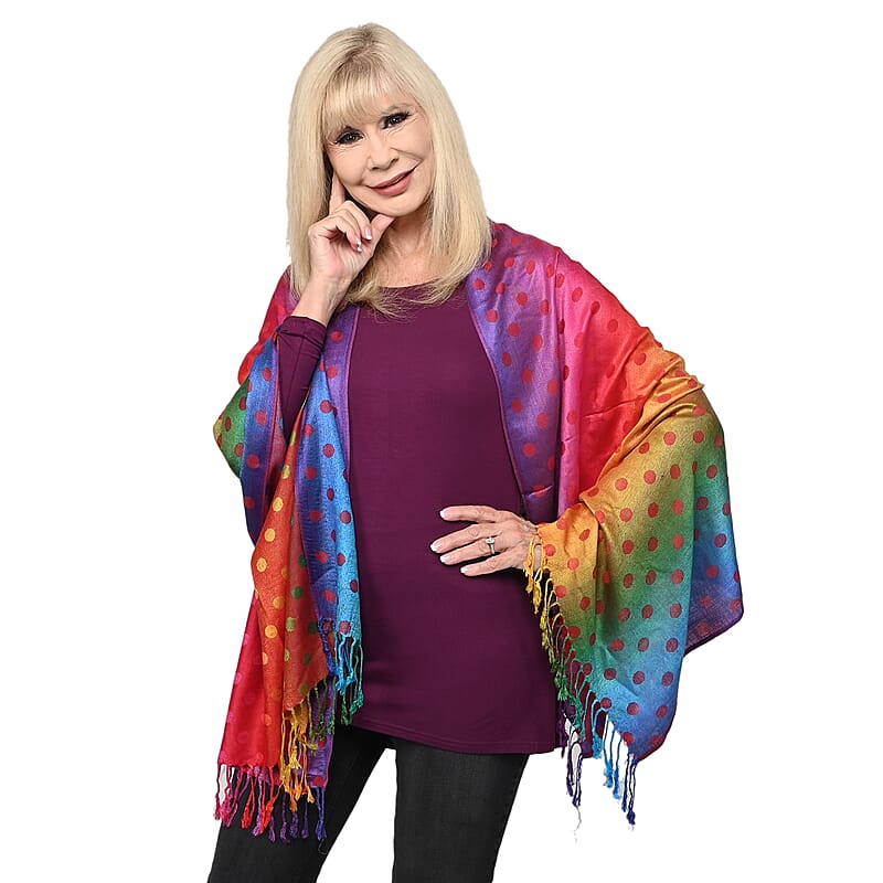 Tamsy Dark Pink Dot Shawl