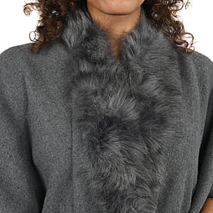 NYC CLOSEOUT Designer Inspired Gray Faux Mink Ruana