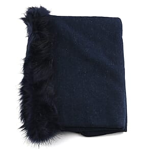 NYC Closeout Designer Inspired Navy Faux Mink Ruana | Women Ruana | Ruana Shawl | Lightweight Ruana | Women Shawl | Shawls and Wraps