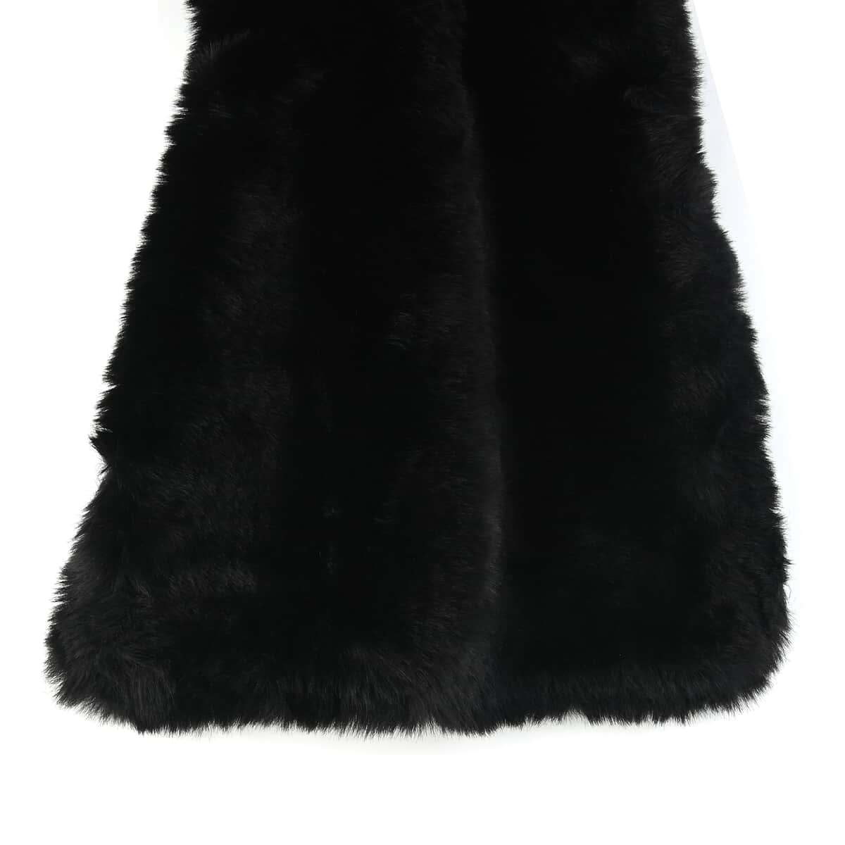 NYC CLOSEOUT Black Faux Fur Stole (72"x28") image number 3