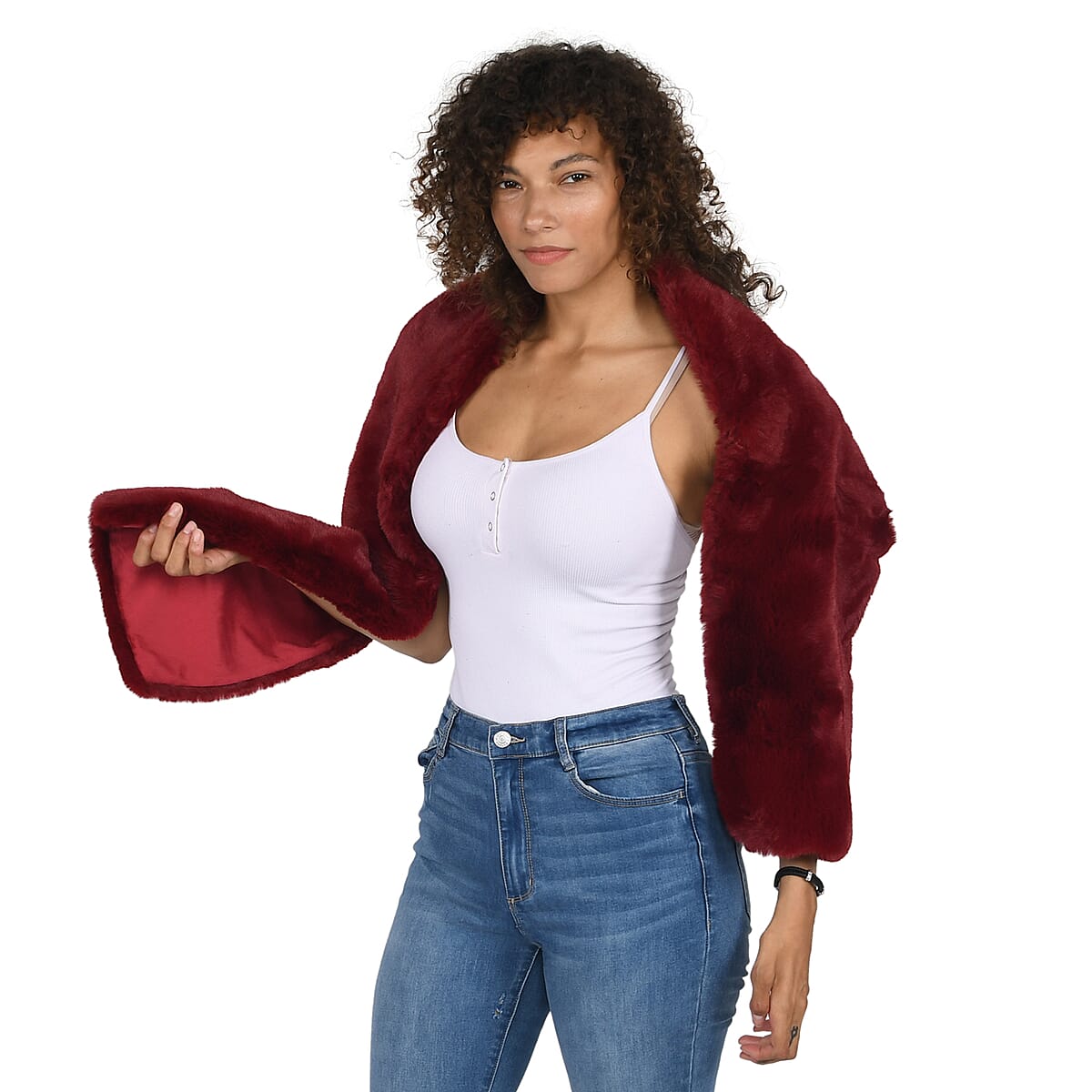 NYC Closeout Red Faux Mink image number 0