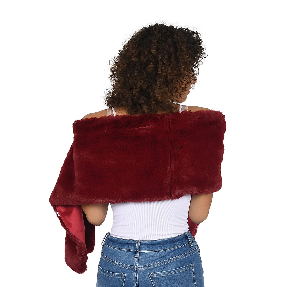 NYC Closeout Red Faux Mink image number 1