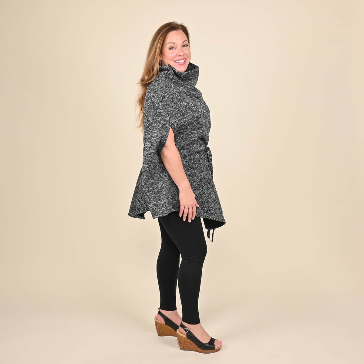 NYC Closeout Sweater Capelet - Black (One Size Fits up to XXL) image number 2