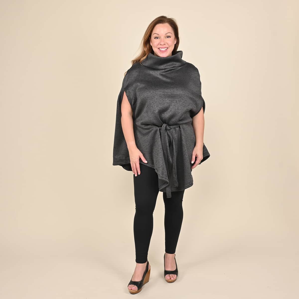 NYC Closeout Sweater Capelet - Dark Gray (One Size Fits up to XXL) image number 0