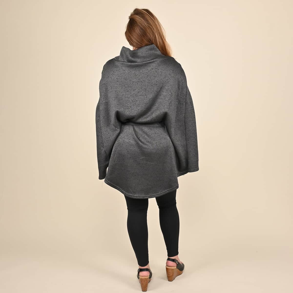 NYC Closeout Sweater Capelet - Dark Gray (One Size Fits up to XXL) image number 1