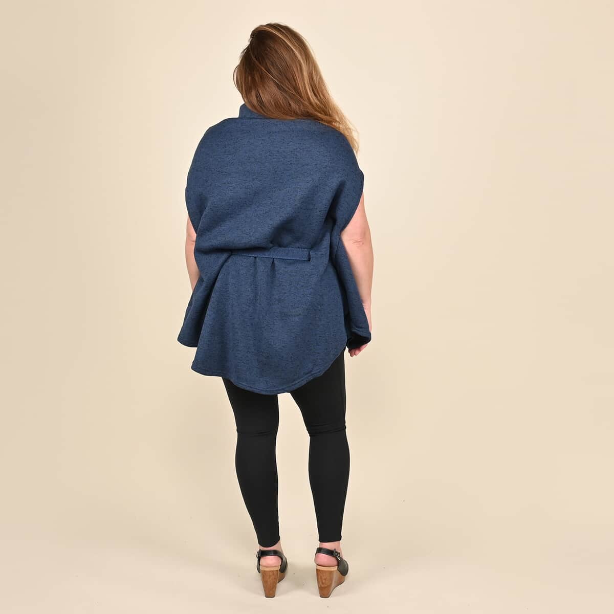 NYC Closeout Sweater Capelet - Navy (One Size Fits up to XXL) image number 1
