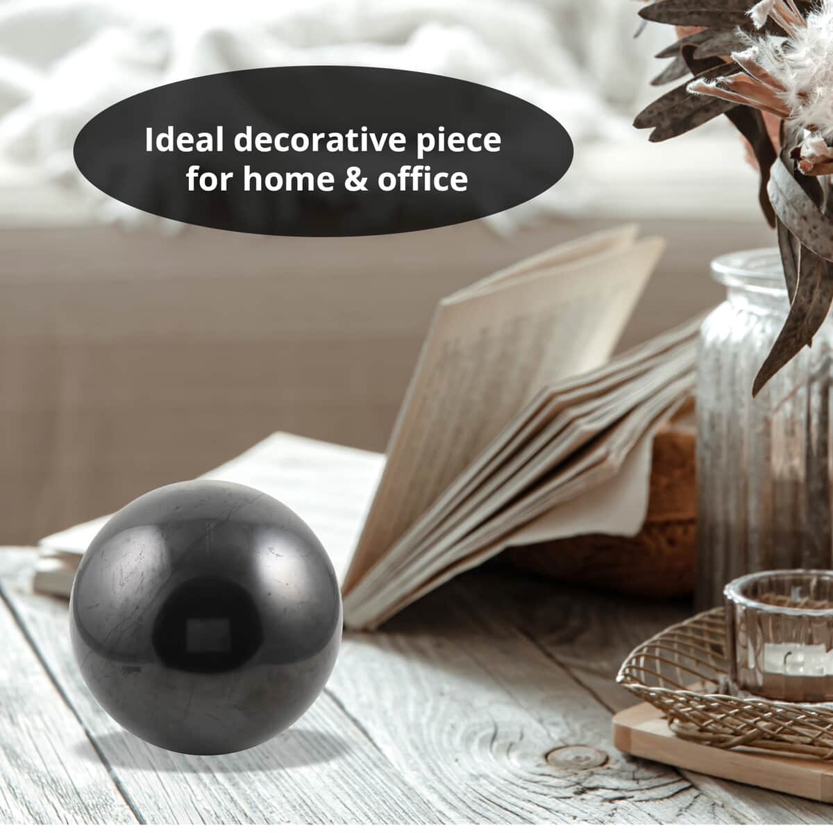 Shungite Sphere Home Décor Figurine 200 MM Approx. 53070.00 ctw image number 4