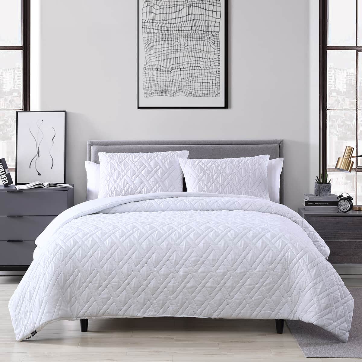 The Nesting Company- Larch 3 Piece Queen Comforter Set White image number 1