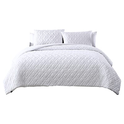 The Nesting Company- Larch 3 Piece Comforter Set - Queen (White) , Bed Comforters , Polyester Comforter , Bedding Sets , Quilt Set