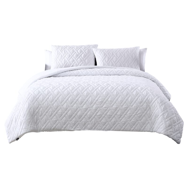 The Nesting Company- Larch 3 Piece Comforter Set - Queen (White) , Bed Comforters , Polyester Comforter , Bedding Sets , Quilt Set