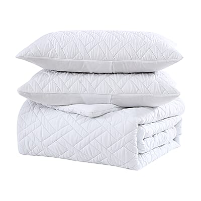 The Nesting Company- Larch 3 Piece Comforter Set - Queen (White) , Bed Comforters , Polyester Comforter , Bedding Sets , Quilt Set