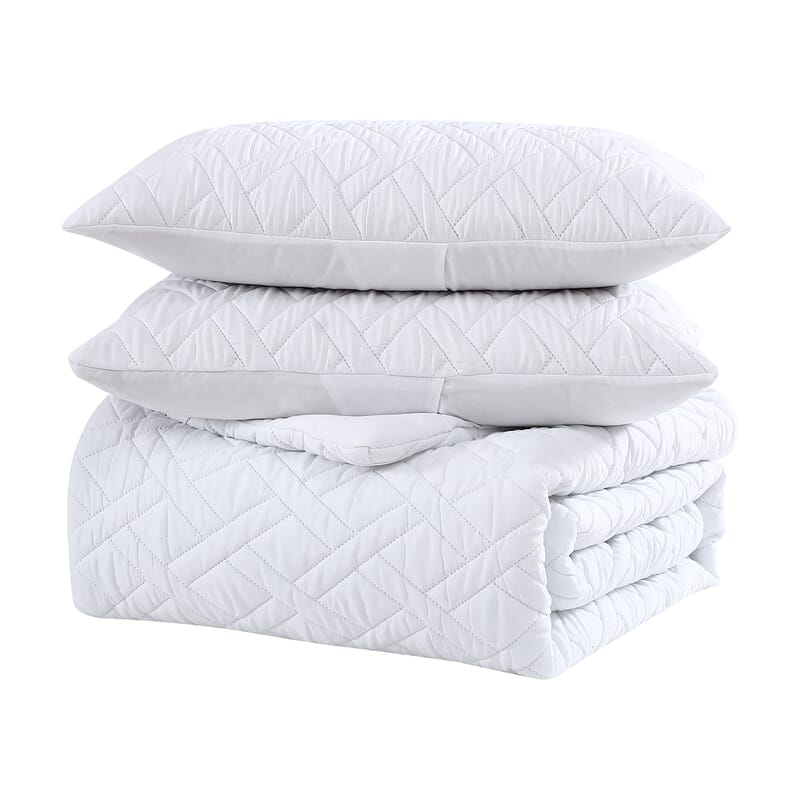 The Nesting Company- Larch 3 Piece Comforter Set - Queen (White) , Bed Comforters , Polyester Comforter , Bedding Sets , Quilt Set
