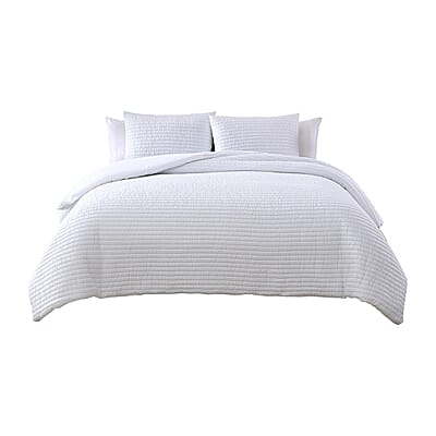 The Nesting Company - Palm 3 Piece Comforter Set - White (Queen) , Bed Comforter Blanket Set , Cozy Comforter , Bedding Set