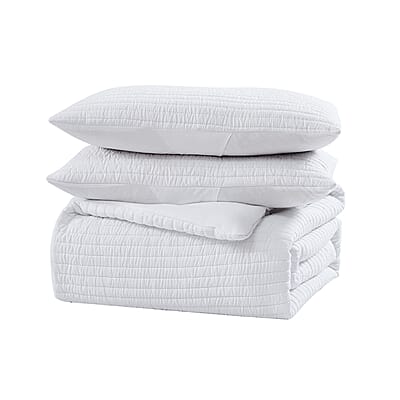 The Nesting Company - Palm 3 Piece Comforter Set - White (Queen) , Bed Comforter Blanket Set , Cozy Comforter , Bedding Set
