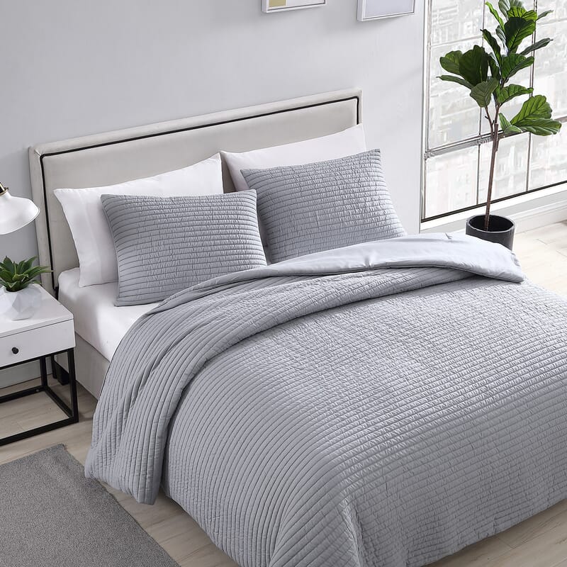 The Nesting Company - Palm 3 Piece Comforter Set - Charcoal (King) , Bed Comforter Blanket Set , Cozy Comforter , Bedding Set