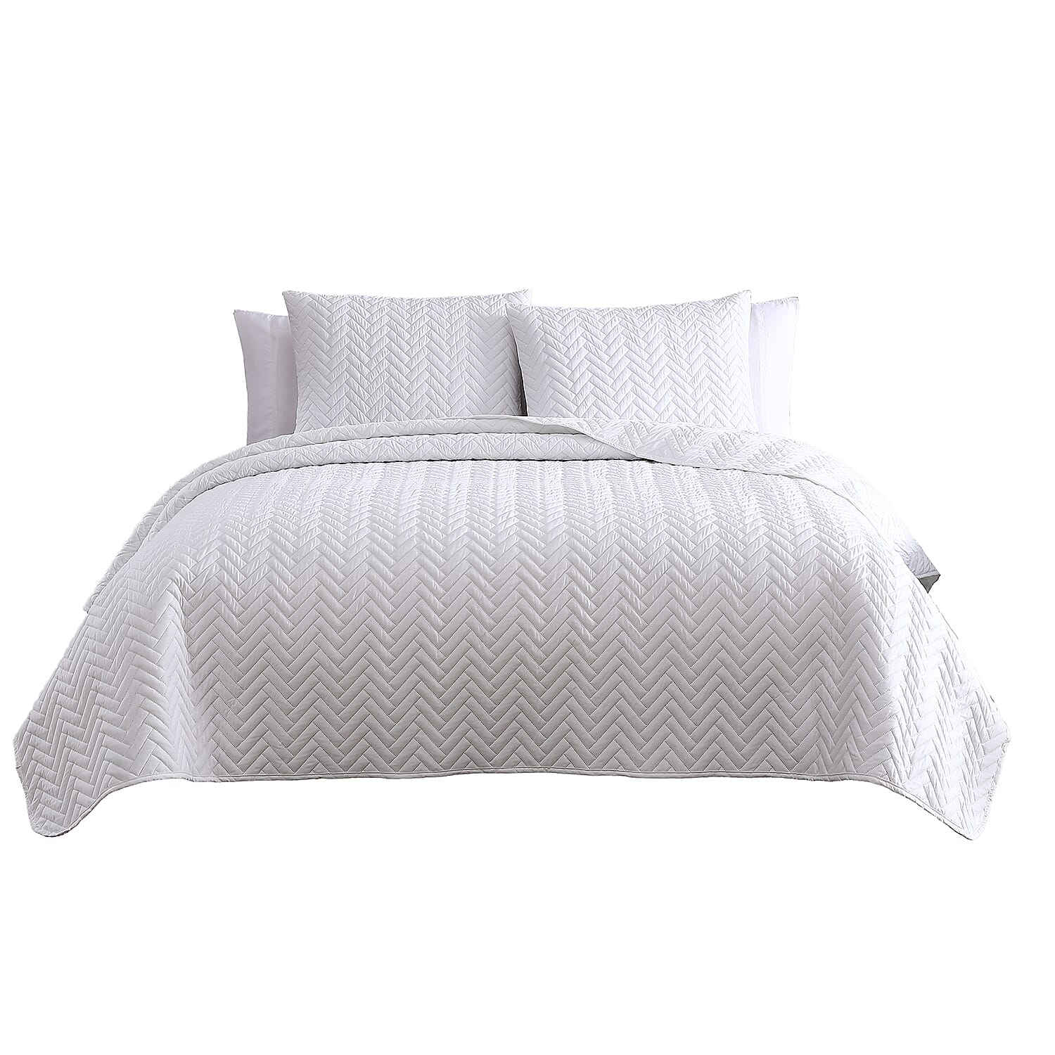 The Nesting Company- Birch 3 Piece Quilt Set - White (Queen) | Bed Comforter Set | Bedding Set