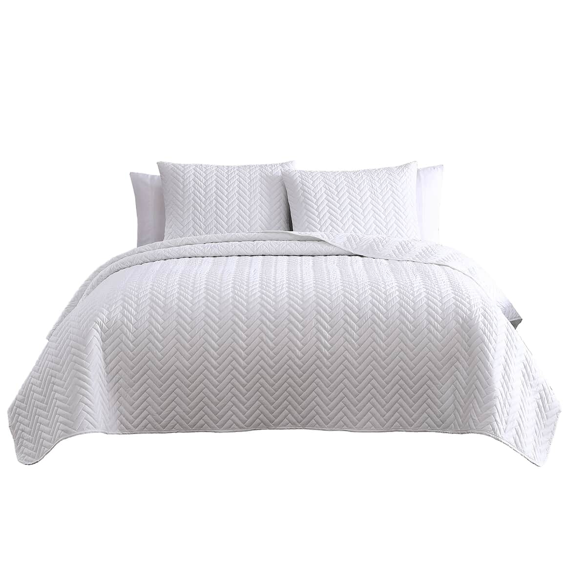 The Nesting Company- Birch 3 Piece Quilt Set - White (Queen) | Bed Comforter Set | Bedding Set image number 3