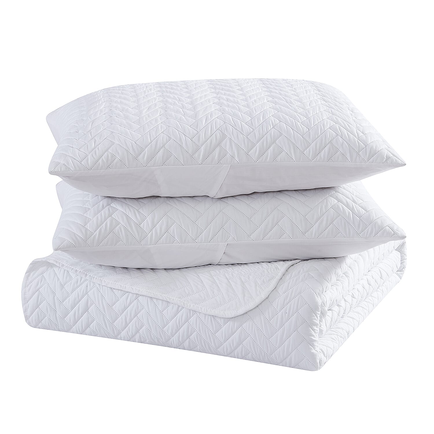 The Nesting Company- Birch 3 Piece Quilt Set - White (Queen) | Bed Comforter Set | Bedding Set